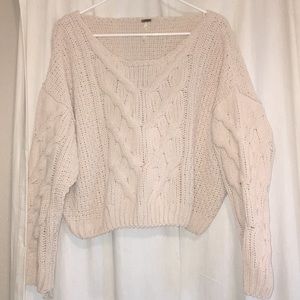 Cropped cream Free People sweater!